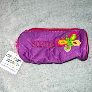 SOPHIA - QUILTED EMBROIDERED COSMETIC POUCH / BAG